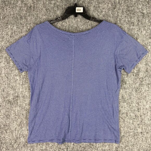 American Eagle Shirt Large Womens Basic‎ Regular Casual Short Sleeve Striped - Picture 2 of 10